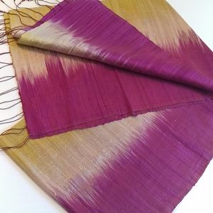 Vibrant Raw Silk Handwoven Shawl or XLG Scarf NWOT